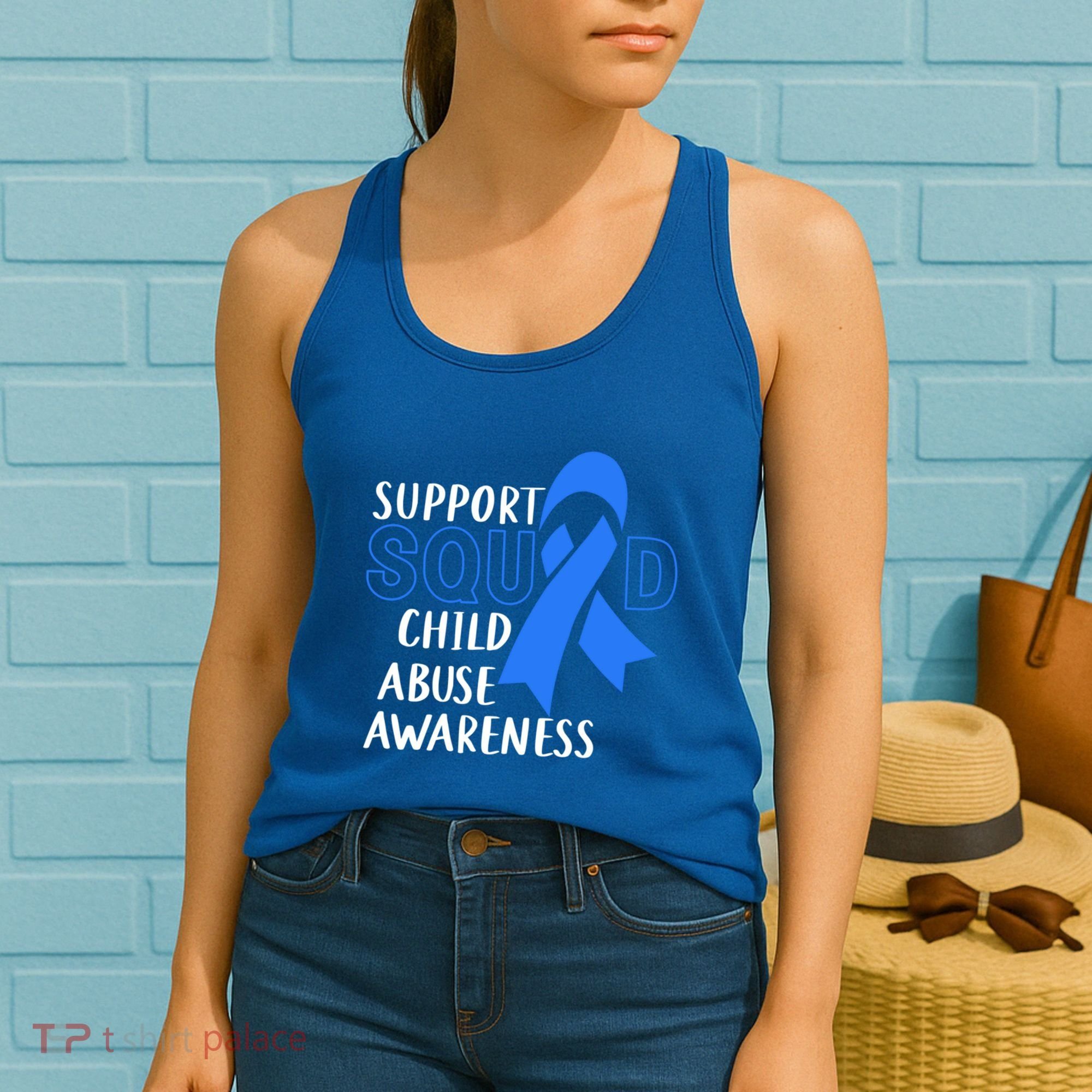 Child Abuse Prevention Month April Support Squad Awareness Gift Women's Tank Top