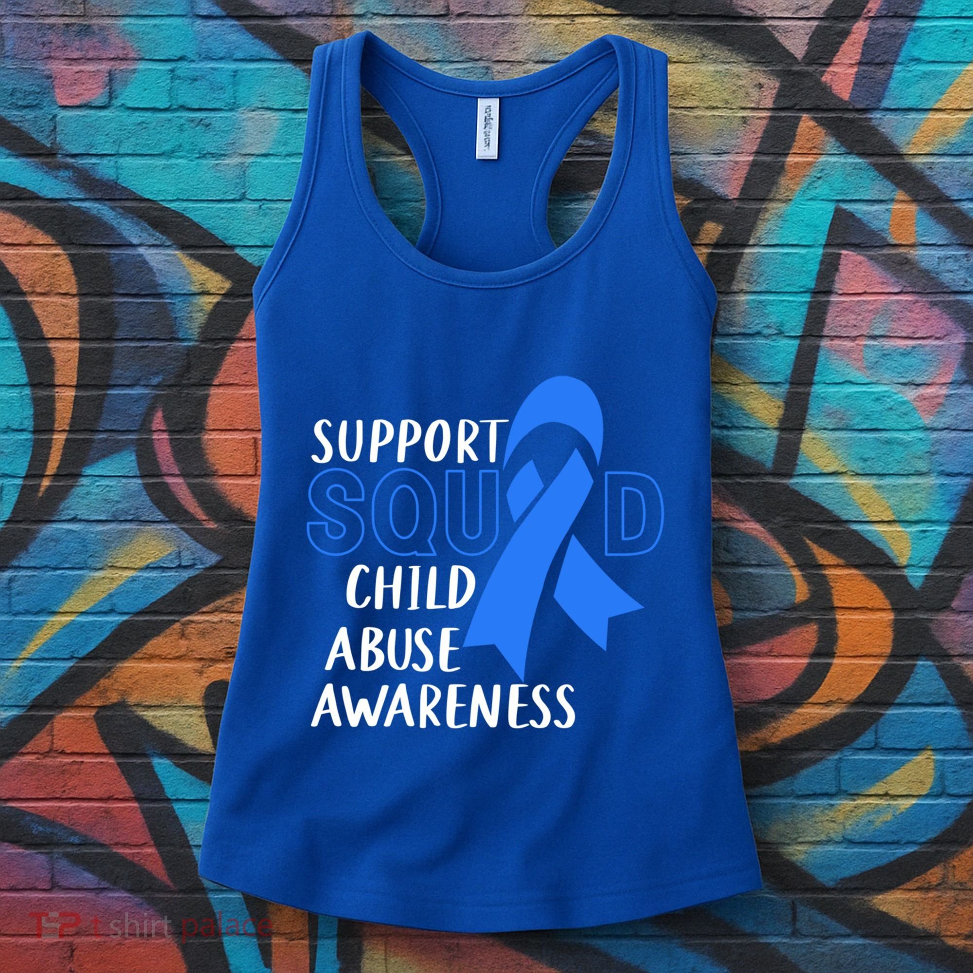 Child Abuse Prevention Month April Support Squad Awareness Gift Women's Tank Top