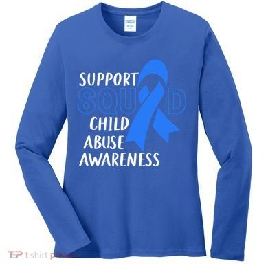 Child Abuse Prevention Month April Support Squad Awareness Gift Women's Long Sleeve Shirt