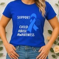 Child Abuse Prevention Month April Support Squad Awareness Gift Women's T-Shirt thumb 2