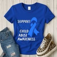 Child Abuse Prevention Month April Support Squad Awareness Gift Women's T-Shirt thumb 3