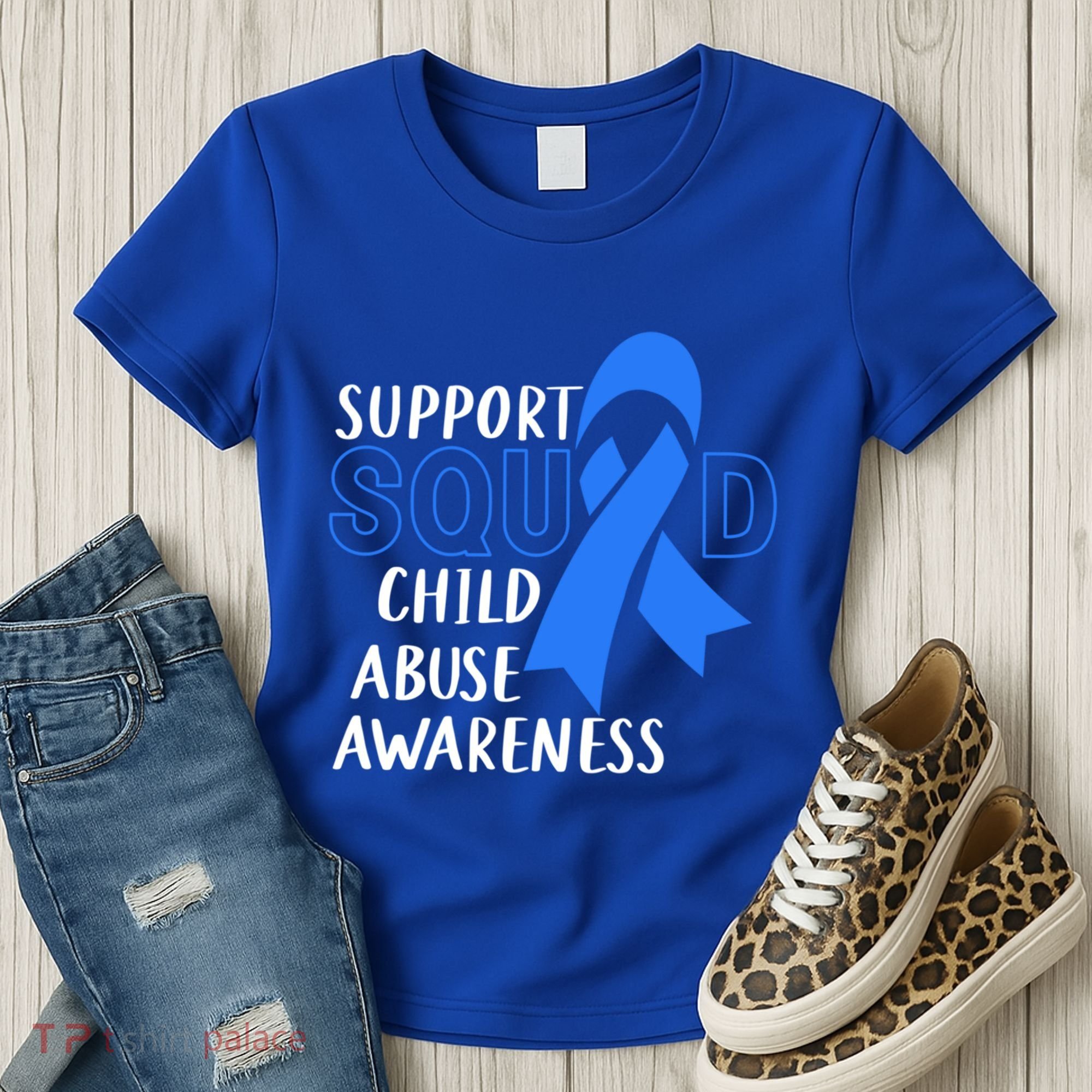 Child Abuse Prevention Month April Support Squad Awareness Gift Women's T-Shirt