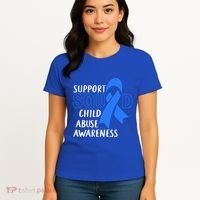 Child Abuse Prevention Month April Support Squad Awareness Gift Women's T-Shirt thumb 4