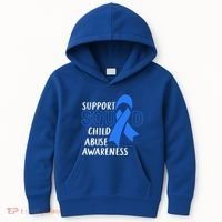 Child Abuse Prevention Month April Support Squad Awareness Gift Kids Hoodie thumb 0