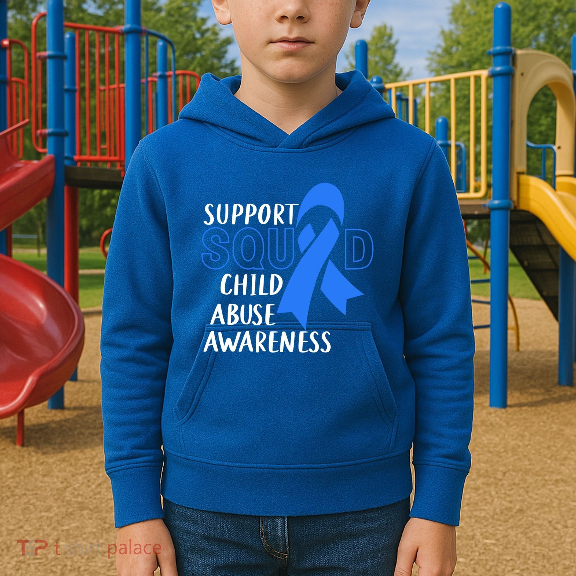 Child Abuse Prevention Month April Support Squad Awareness Gift Kids Hoodie