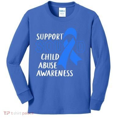 Child Abuse Prevention Month April Support Squad Awareness Gift Kids Long Sleeve Shirt