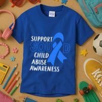 Child Abuse Prevention Month April Support Squad Awareness Gift Kids T-Shirt thumb 3