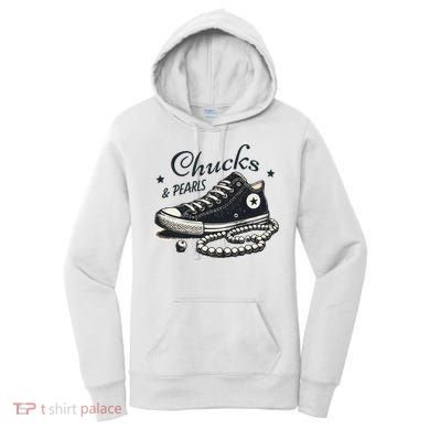Chucks And Pearls IM With Her Kamala 2024 Retro Vintage Women's Hoodie