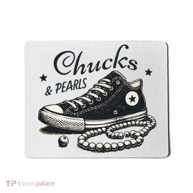 Chucks And Pearls IM With Her Kamala 2024 Retro Vintage Mousepad
