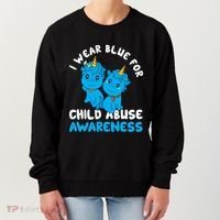 Child Abuse Prevention Month Blue Ribbon Awareness Support Cute Gift Women's Sweatshirt thumb 0