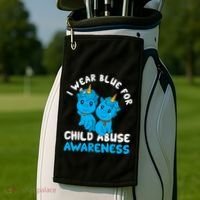 Child Abuse Prevention Month Blue Ribbon Awareness Support Cute Gift Golf Towel thumb 2