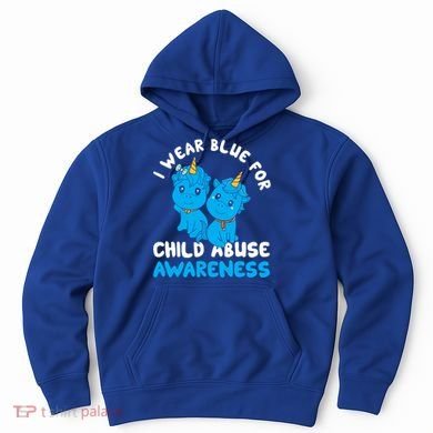Child Abuse Prevention Month Blue Ribbon Awareness Support Cute Gift Hoodie