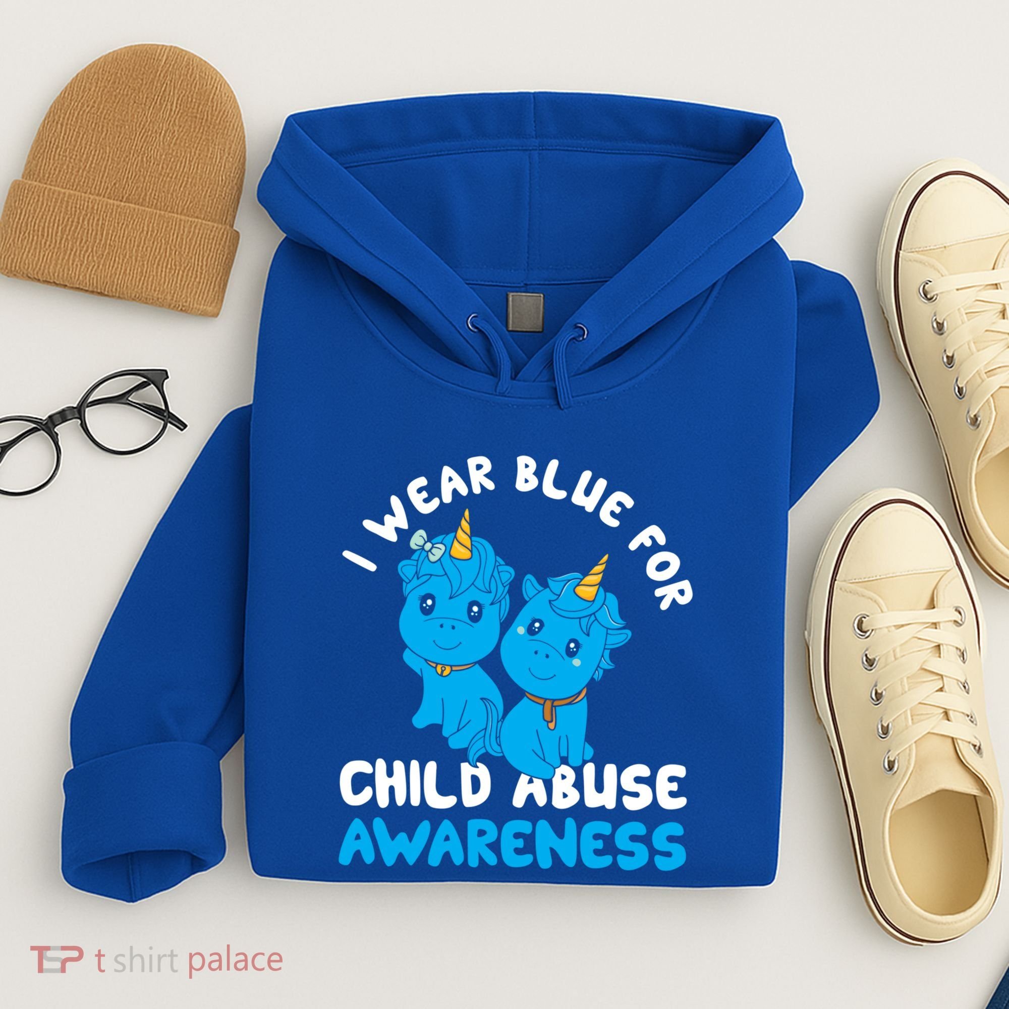 Child Abuse Prevention Month Blue Ribbon Awareness Support Cute Gift Hoodie