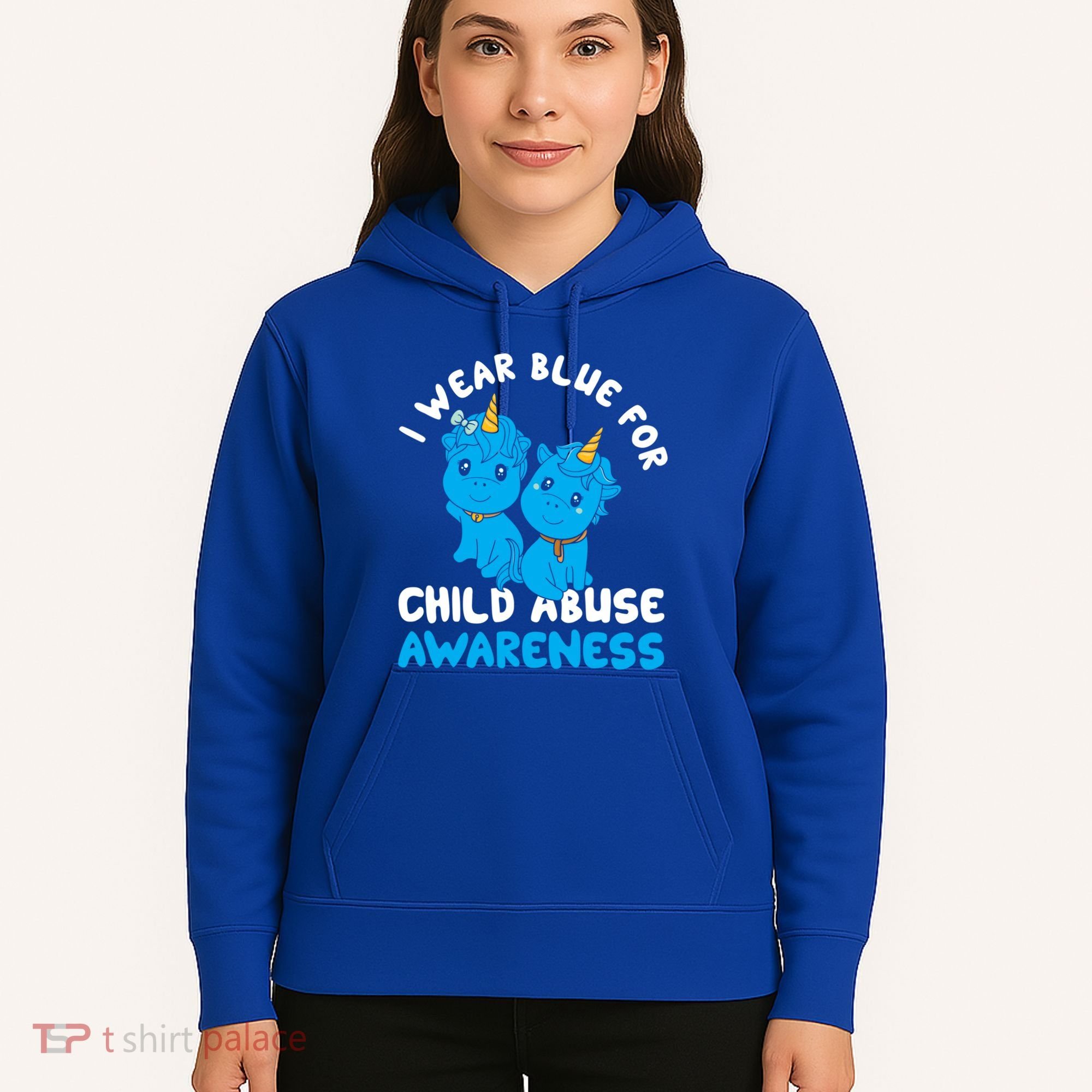 Child Abuse Prevention Month Blue Ribbon Awareness Support Cute Gift Hoodie
