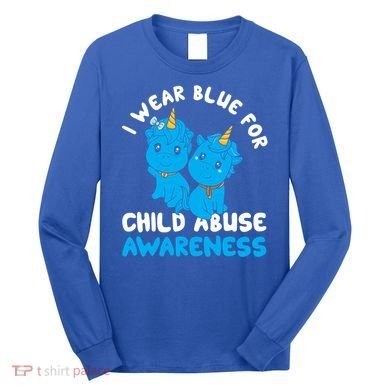 Child Abuse Prevention Month Blue Ribbon Awareness Support Cute Gift Long Sleeve Shirt