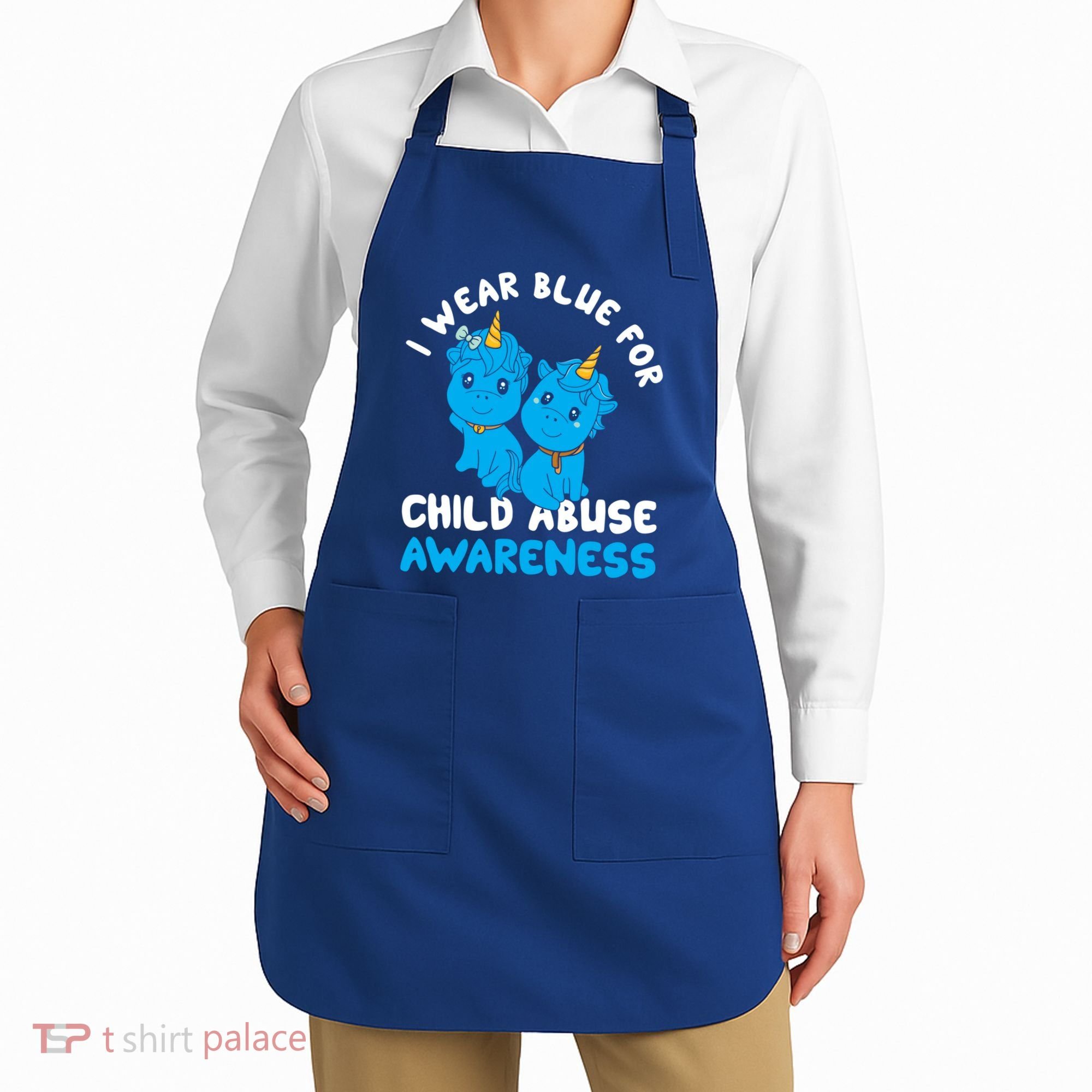 Child Abuse Prevention Month Blue Ribbon Awareness Support Cute Gift Apron