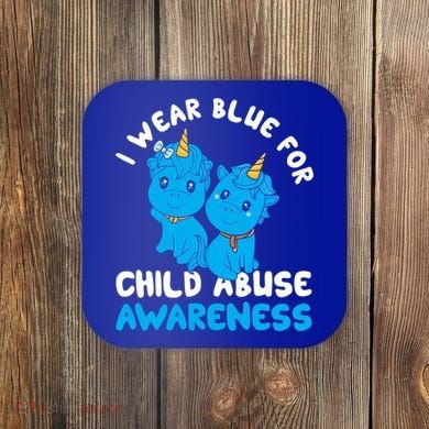 Child Abuse Prevention Month Blue Ribbon Awareness Support Cute Gift Coaster