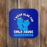 Child Abuse Prevention Month Blue Ribbon Awareness Support Cute Gift Coaster thumb 0