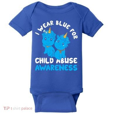 Child Abuse Prevention Month Blue Ribbon Awareness Support Cute Gift Baby Bodysuit