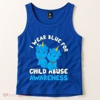 Child Abuse Prevention Month Blue Ribbon Awareness Support Cute Gift Tank Top thumb 2