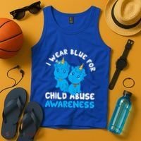 Child Abuse Prevention Month Blue Ribbon Awareness Support Cute Gift Tank Top thumb 4