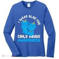Child Abuse Prevention Month Blue Ribbon Awareness Support Cute Gift Women's Long Sleeve Shirt thumb 0