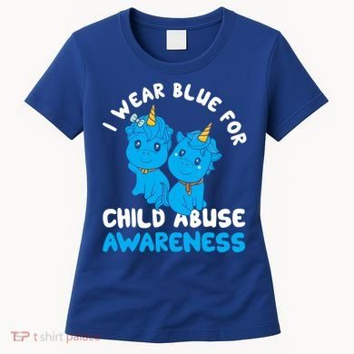 Child Abuse Prevention Month Blue Ribbon Awareness Support Cute Gift Women's T-Shirt