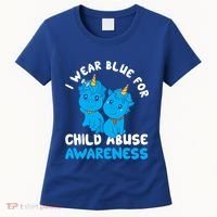 Child Abuse Prevention Month Blue Ribbon Awareness Support Cute Gift Women's T-Shirt thumb 0