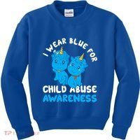 Child Abuse Prevention Month Blue Ribbon Awareness Support Cute Gift Kids Sweatshirt thumb 0
