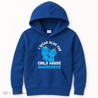 Child Abuse Prevention Month Blue Ribbon Awareness Support Cute Gift Kids Hoodie thumb 0
