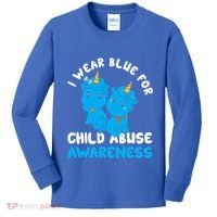 Child Abuse Prevention Month Blue Ribbon Awareness Support Cute Gift Kids Long Sleeve Shirt thumb 0