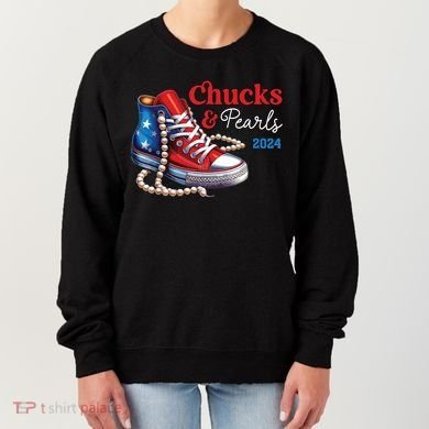Chucks And Pearls 2024 Im With Her Kamala Women's Sweatshirt