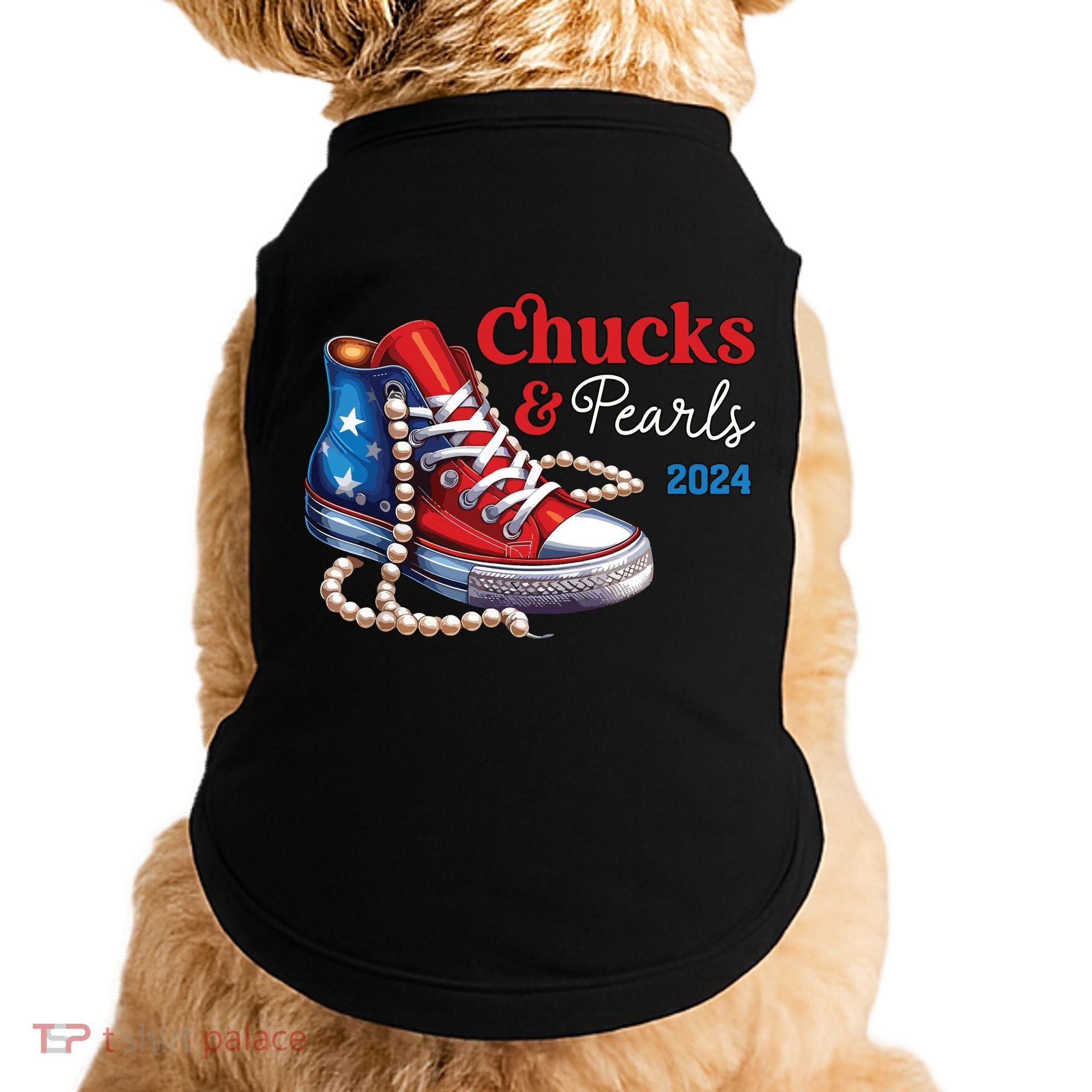 Chucks And Pearls 2024 Im With Her Kamala Doggie Tank