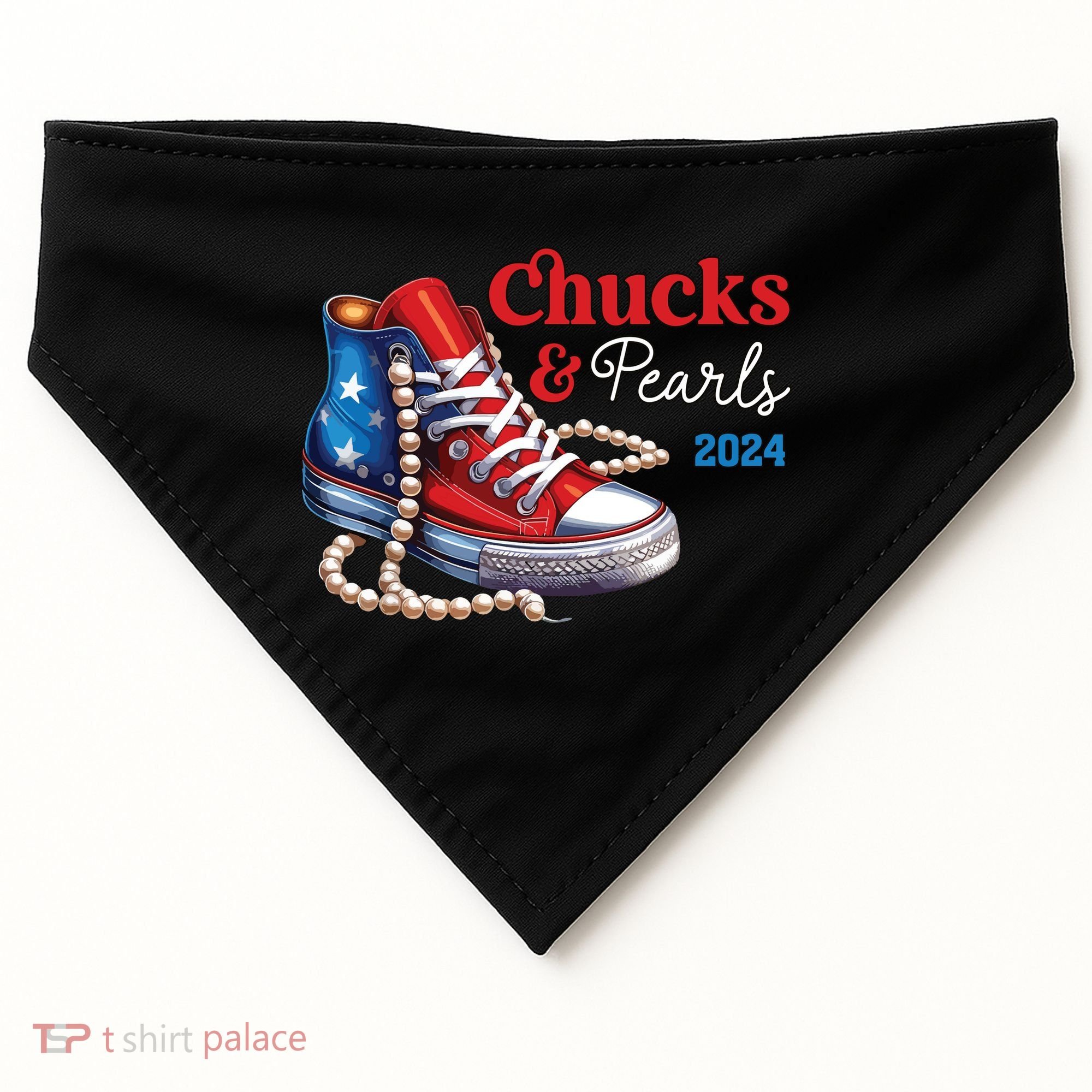 Chucks And Pearls 2024 Im With Her Kamala USA-Made Doggie Bandana
