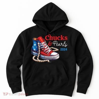Chucks And Pearls 2024 Im With Her Kamala Hoodie
