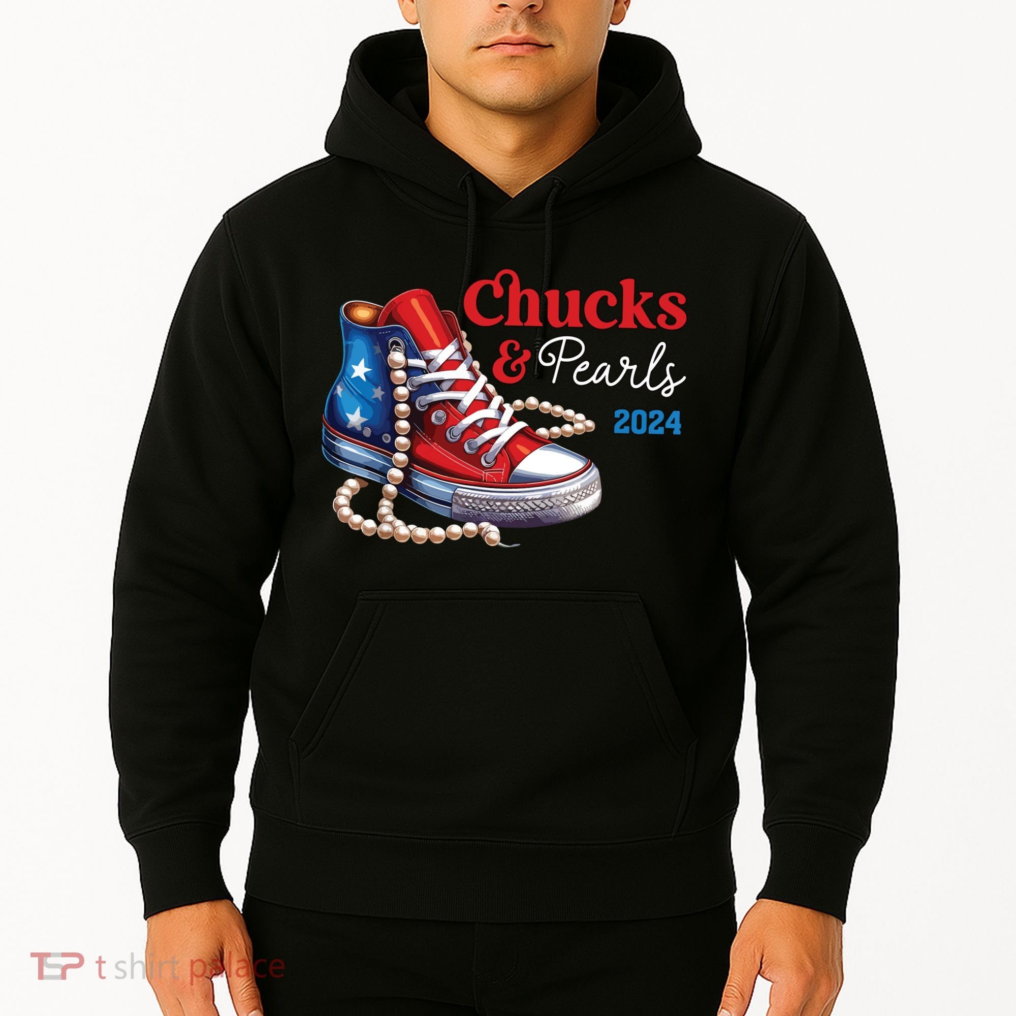 Chucks And Pearls 2024 Im With Her Kamala Hoodie