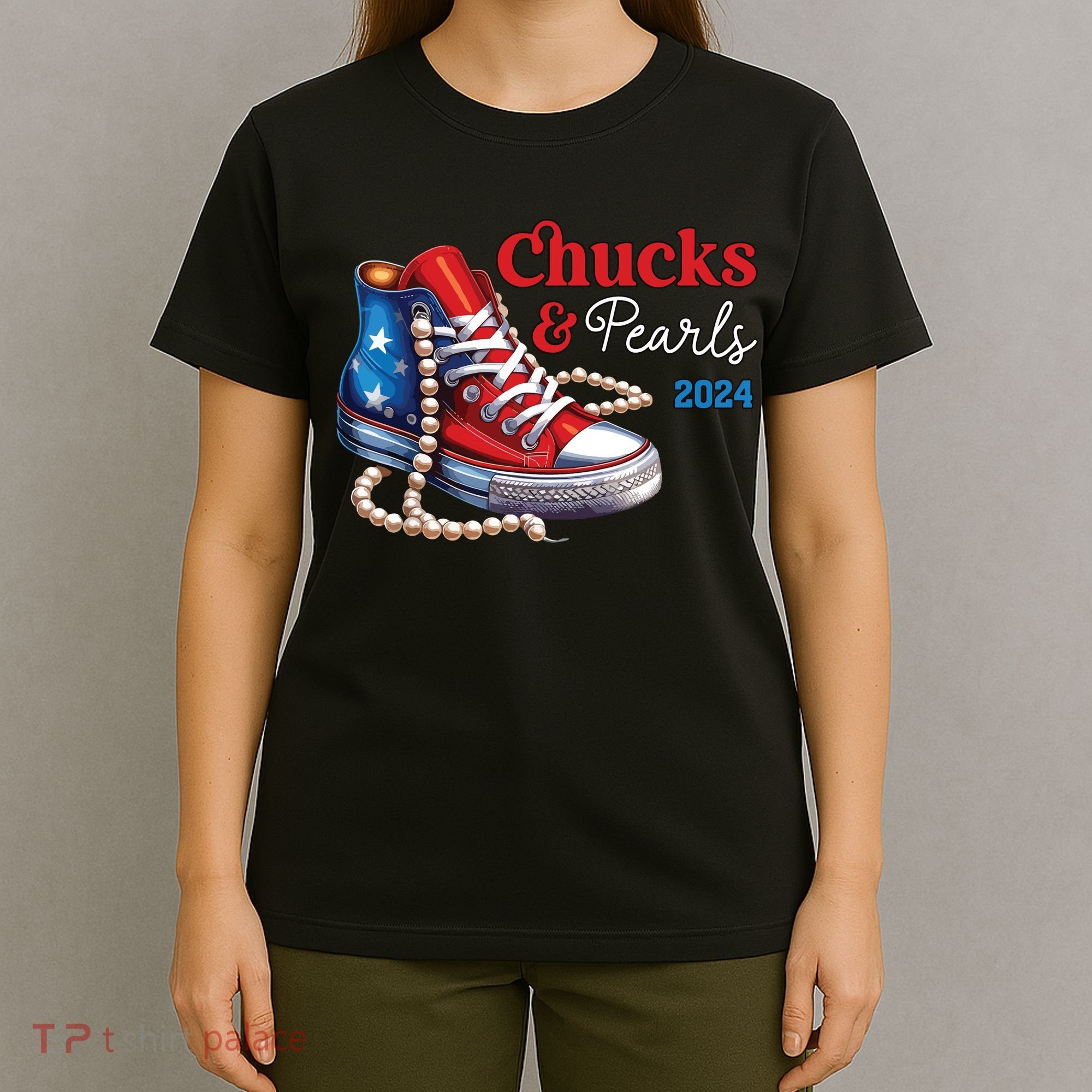 Chucks And Pearls 2024 Im With Her Kamala T-Shirt