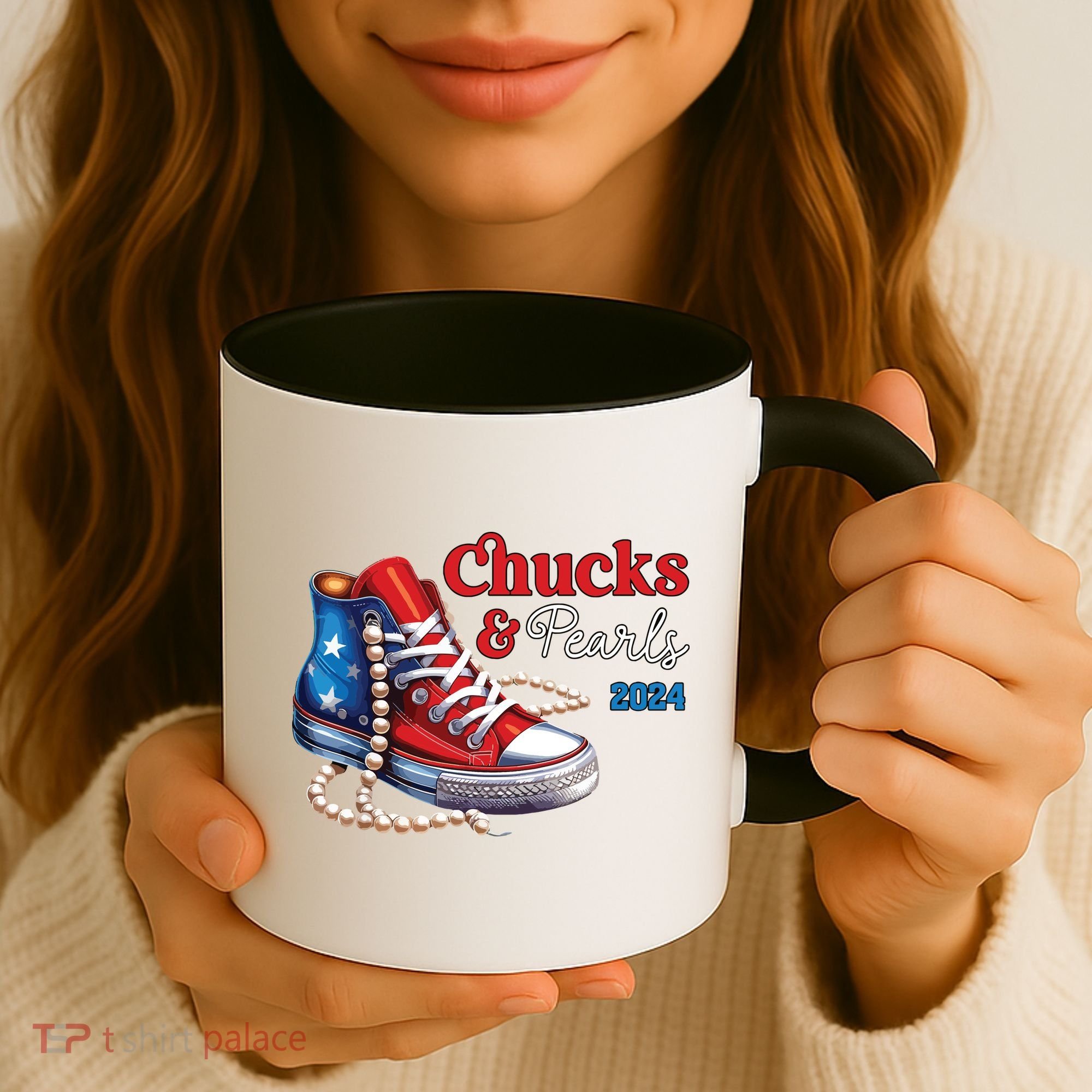 Chucks And Pearls 2024 Im With Her Kamala Coffee Mug