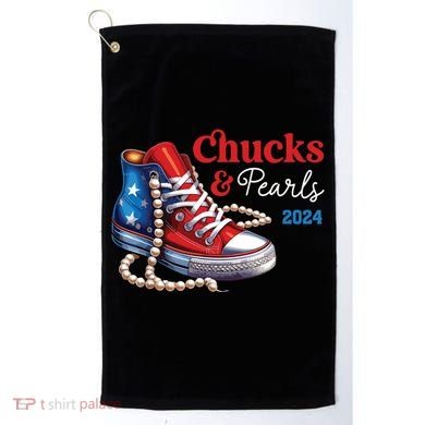 Chucks And Pearls 2024 Im With Her Kamala Golf Towel