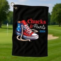 Chucks And Pearls 2024 Im With Her Kamala Golf Towel thumb 1