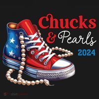Chucks And Pearls 2024 Im With Her Kamala Women's Long Sleeve Shirt thumb 2