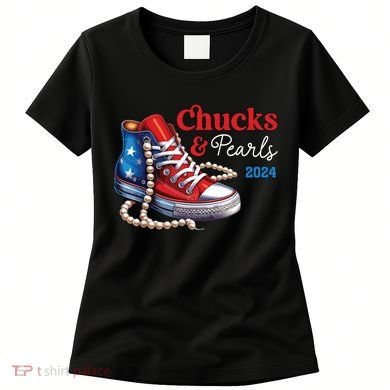 Chucks And Pearls 2024 Im With Her Kamala Women's T-Shirt