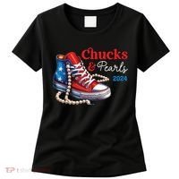 Chucks And Pearls 2024 Im With Her Kamala Women's T-Shirt thumb 0