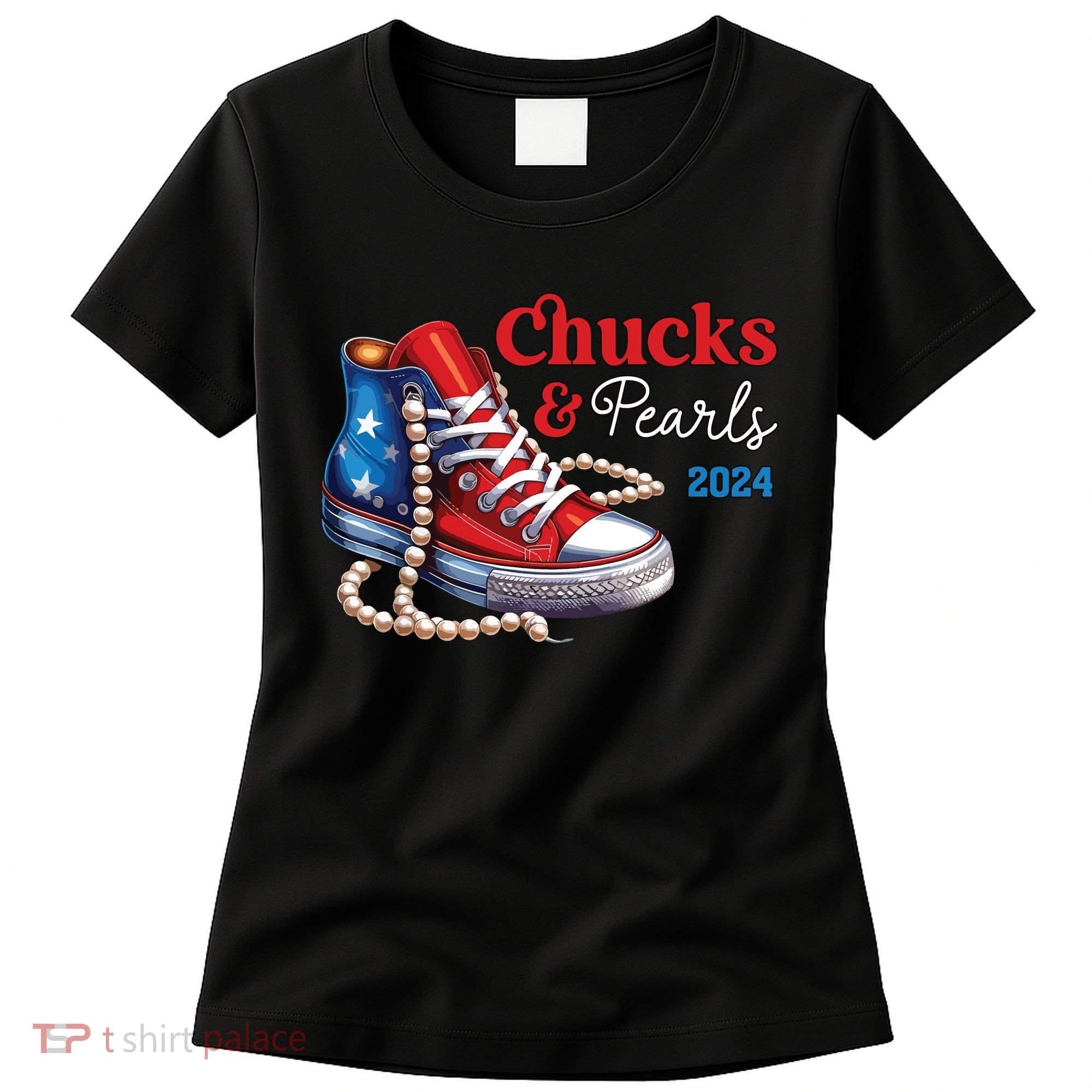 Chucks And Pearls 2024 Im With Her Kamala Women's T-Shirt