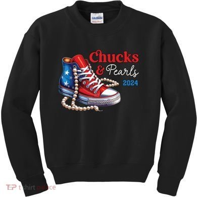 Chucks And Pearls 2024 Im With Her Kamala Kids Sweatshirt