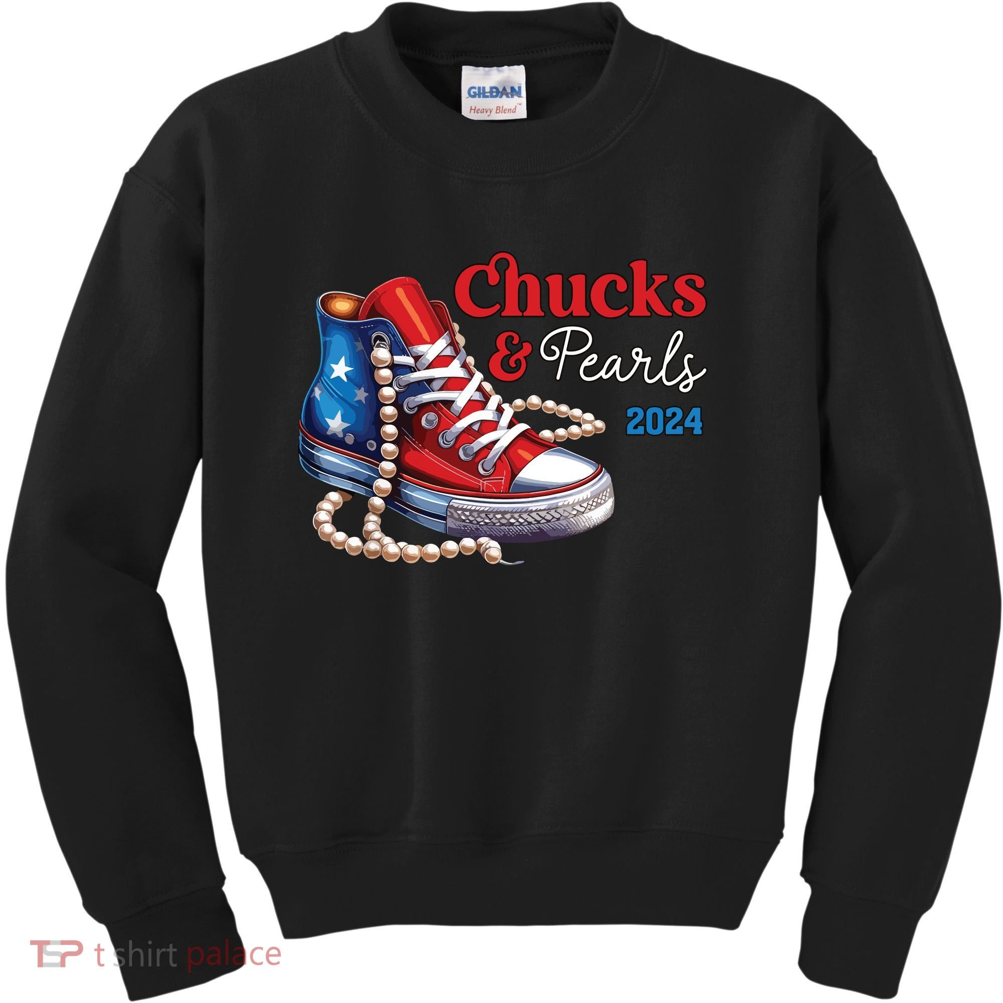 Chucks And Pearls 2024 Im With Her Kamala Kids Sweatshirt