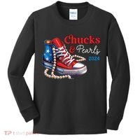 Chucks And Pearls 2024 Im With Her Kamala Kids Long Sleeve Shirt thumb 0