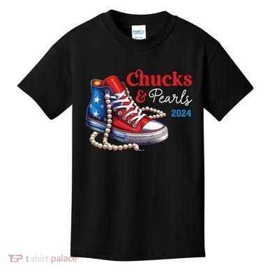 Chucks And Pearls 2024 Im With Her Kamala Kids T-Shirt