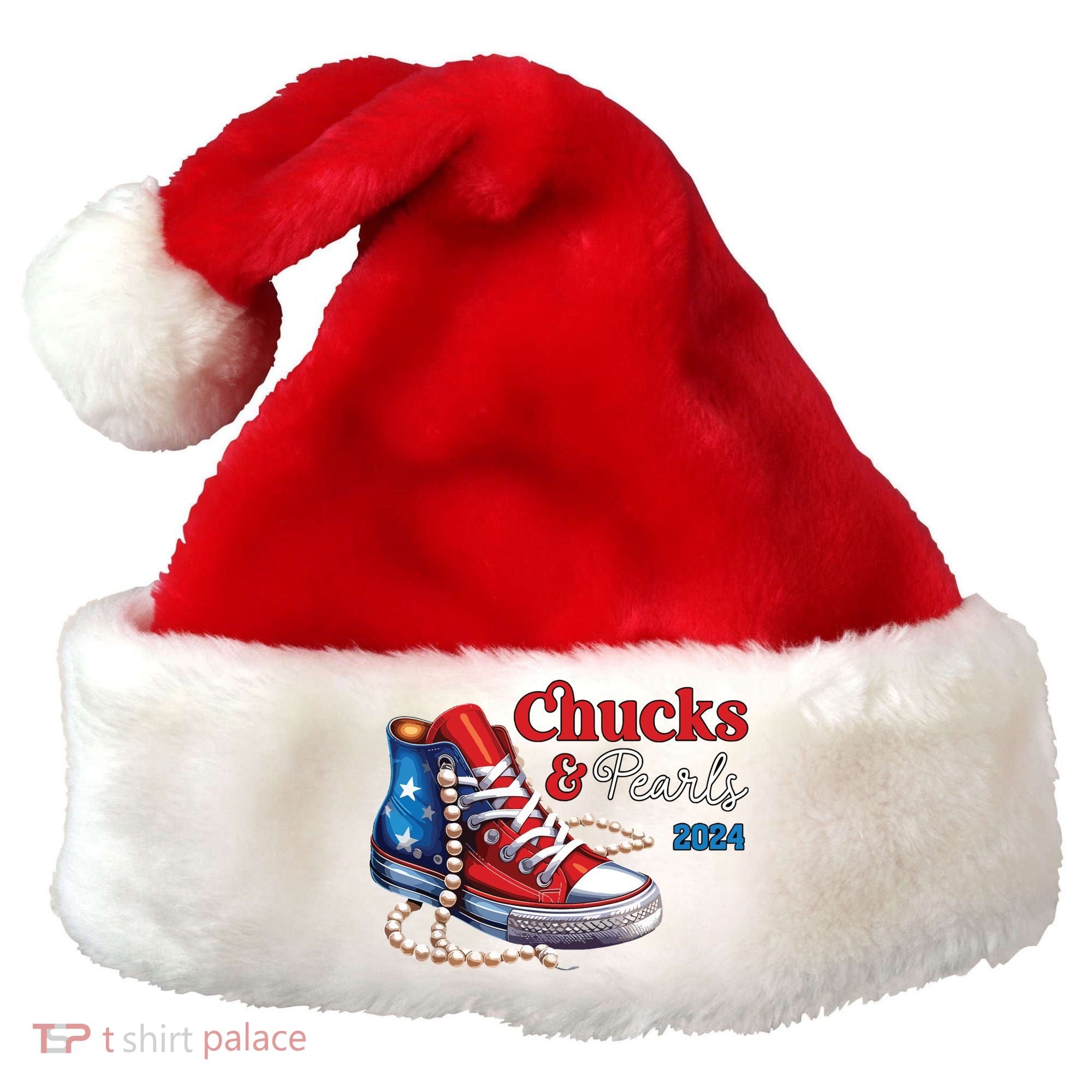 Chucks And Pearls 2024 Im With Her Kamala Santa Hat