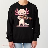 Cute Axolotl Playing Violin For Violinist Musical Orchestra Women's Sweatshirt thumb 0